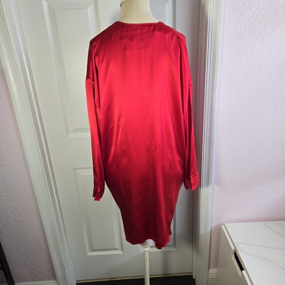 Victoria's Secret Vintage Gold Label Red Silk Robe One Size O/S‎ Lingerie No Tie - Picture 2 of 4